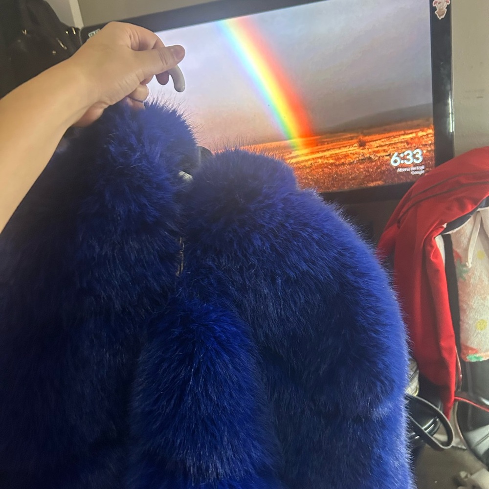 Fashion Nova Royal Blue Teddy Jacket